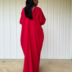 Gloria Double Gauze Cotton Kaftan in Fuchsia Pink