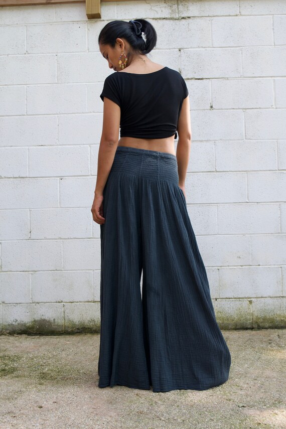 DOUBLE GAUZE PANTS Wide leg pants Boho pants Gauze pants Etsy