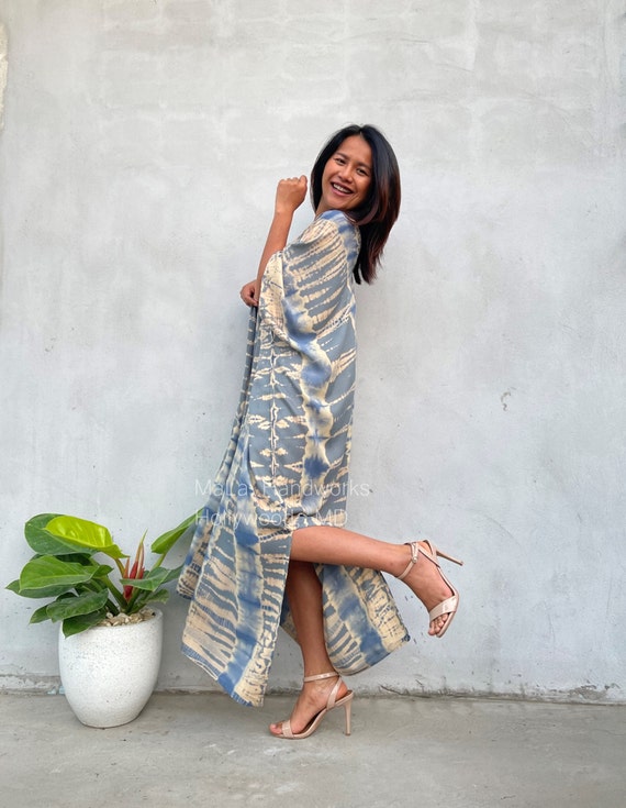 Gray With Bronze Tie Dye Kaftan CM 16 Moroccan Caftans for Women Plus Size Clothing African Dress Rayon Kaftan Resort Wear Vacation Etsy Hong Kong