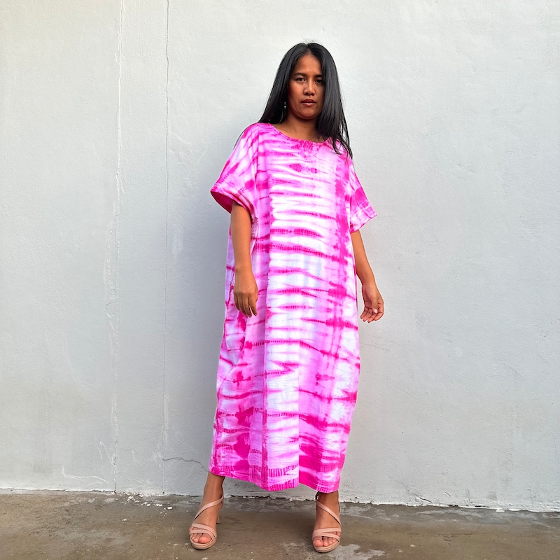 Land tie dye belted French jersey blue kimono