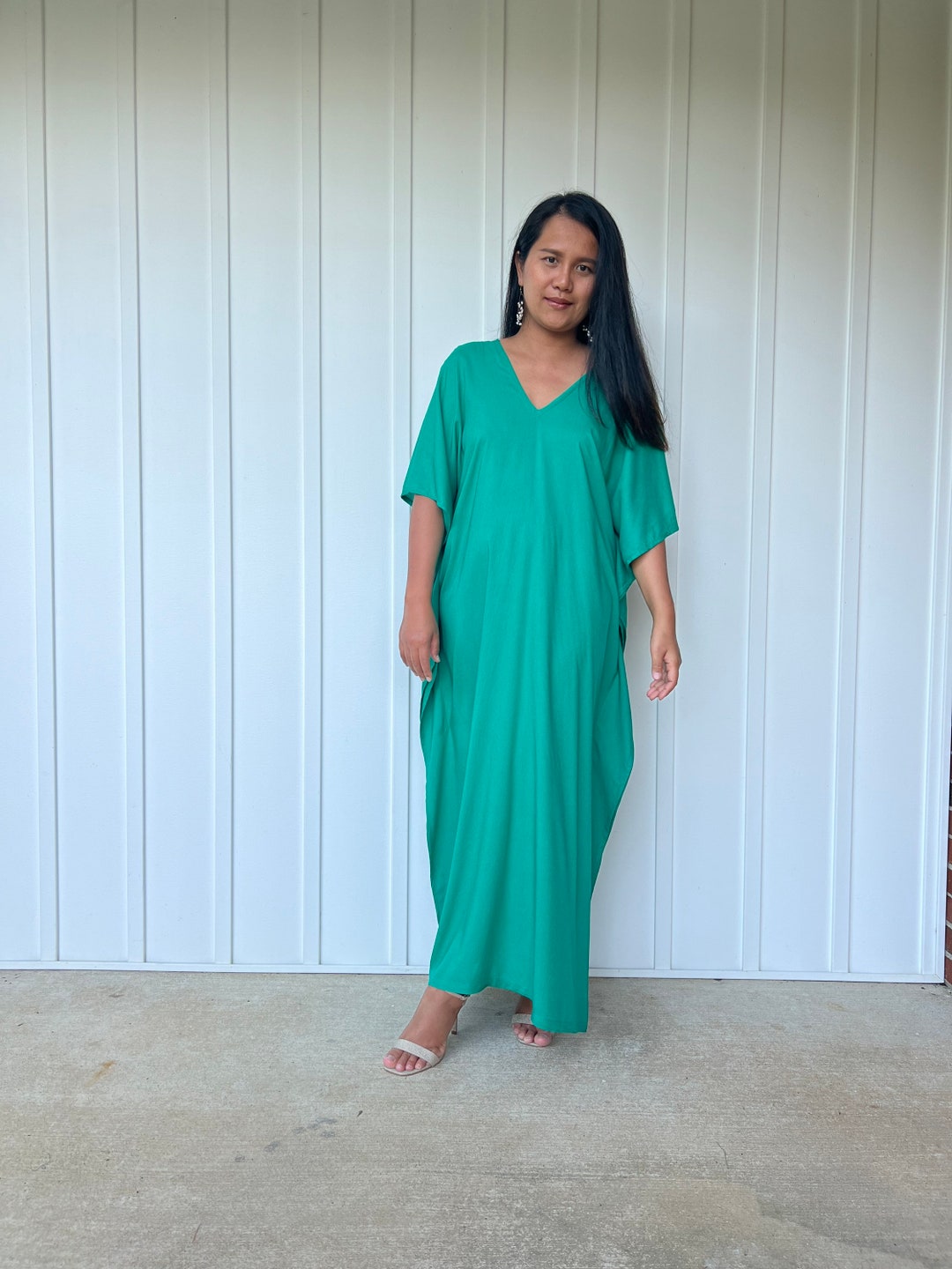 Emerald Green Velvet Kaftan Set main image 0