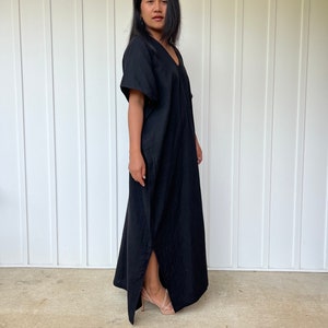 Black Double Gauze Cotton Kaftan DD-1 - One size fit most cotton kaftan
