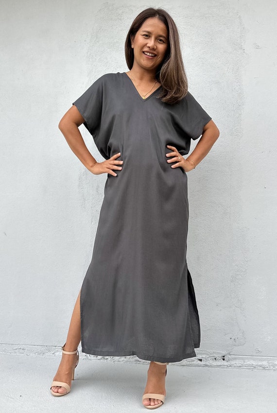 Solid Dark Gray Small Size Callie Kaftan for Women CJ-7 ~ Womens Summer  Dresses, Vacation Caftans, Cocktail Dress - Etsy New Zealand