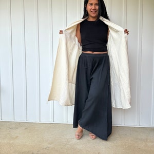 Off White Cardigan Robe Y-2  ~ Sweater Robe, Fall Style Jacket, Womens Blazer, Lounge Robe, Fall Clothing, Double Gauze Kimono, One Size