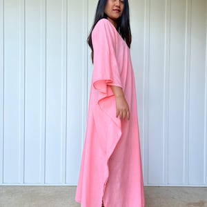 O-28 Cotton Semi sheer Pink Kaftan Dress, Lounge Resort Beach wear, Light and breathable cotton kaftan dress