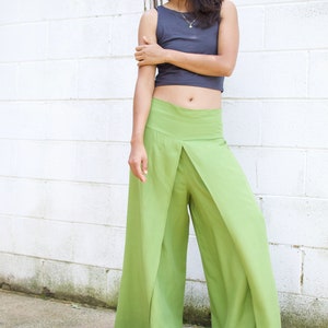 W-16 SLIT LEG PANTS, Summer pants ,Lime pants,Flowing fabric, Women gift,Yoga pants, Beach pants,Open leg pants,festival pants, beach pants,