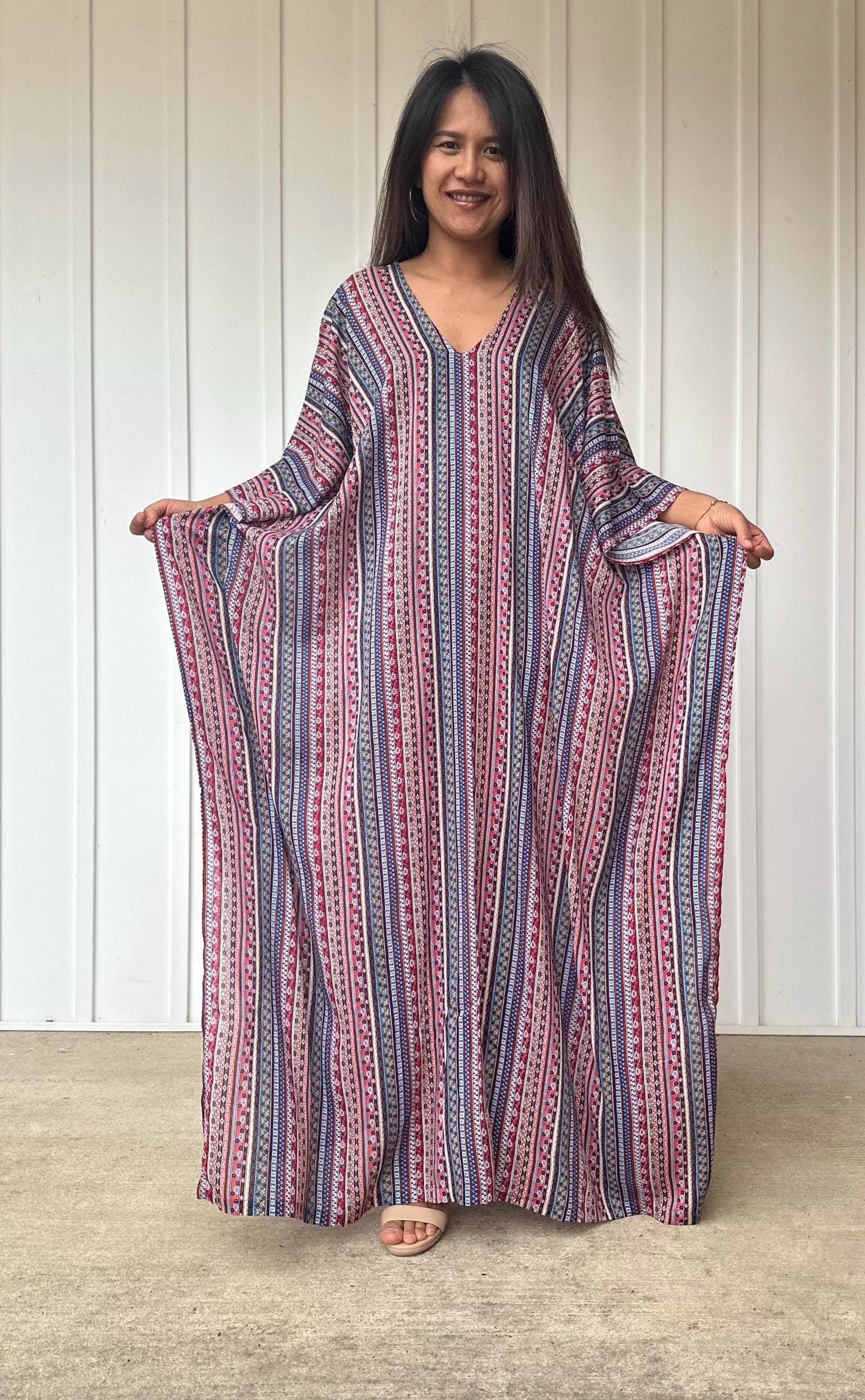 Bamboo Light Kaftan A~96 Plus Size Clothing, Beach Caftans For Women, Festival Clothing, Summer Style Dress, Vacation Kaftan, Burning Man
