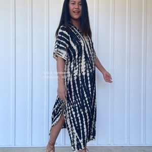 N-25 Black tie dye kaftan, Beach wear, Caftan dress, Length option