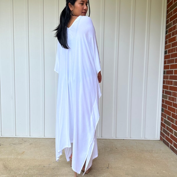 A-18 White Kaftan, Sheer Caftan,Long Beach dress,Beach party dress,Sheer,Pool party dress, Sheer dresses, See though