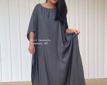 AC-26 Dark Grey Solid Kaftan