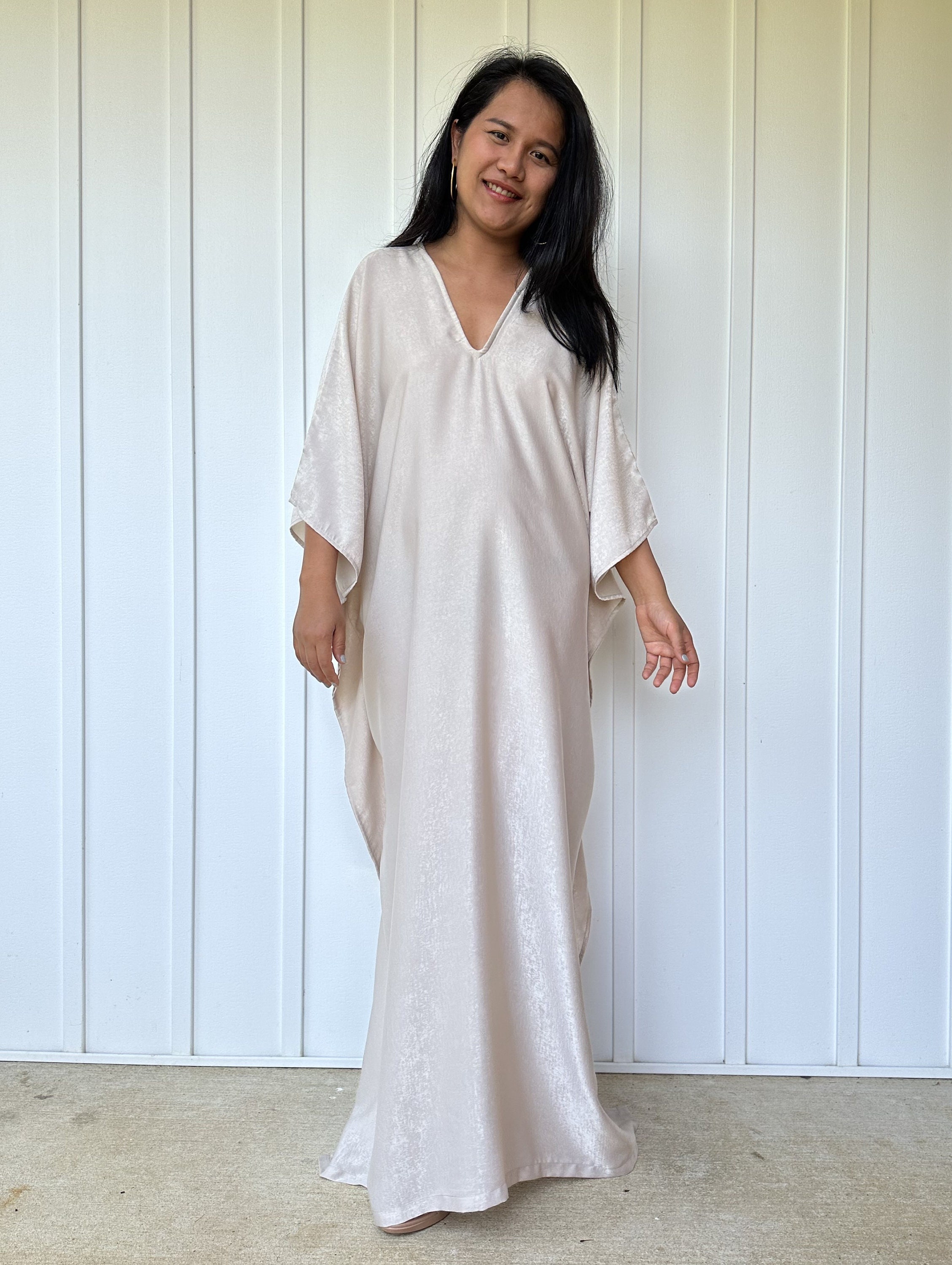 Cream Shine Pearl Kaftan Set