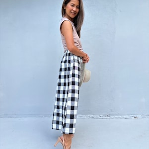 Palazzo Pants For Women L-8 ~ Linen Wide Leg Trousers, Loose Pants, Luxury Resort Wear, Lounge Pants, Comfy Pants, Elastic Waist Trousers
