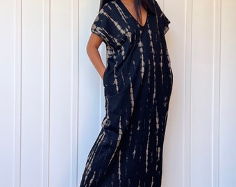 Alisa Black with Tie Dye Kaftan Dress AS-4 Caftan