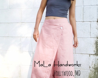 L-2 LINEN COLLECTION- Linen pants- Drop crotch linen - One size fit most - Cocktail outfit - Beach pants - Wide leg pants