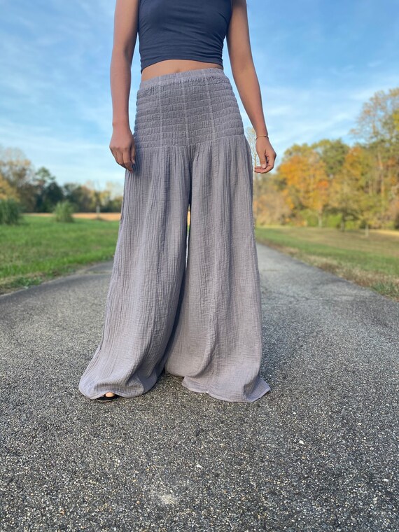 Blank White Rayon Wide Leg Pants for Tie Dye