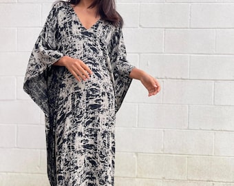 Black Hand Screened Kaftan Dress A-202