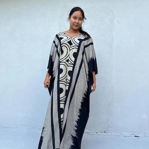 Czarny, ręcznie sitodrukowany kaftan A-248, afrykańska sukienka, etniczne kaftany dla kobiet, marokańskie kaftany, dubajska sukienka na święta, muślinowa sukienka na prezent