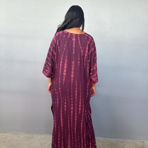 AA-44 Purple Shibori Tie Dye Rayon Kaftan,  beach, resort, vacation, cruise, pool, party, lounge, home, work at home