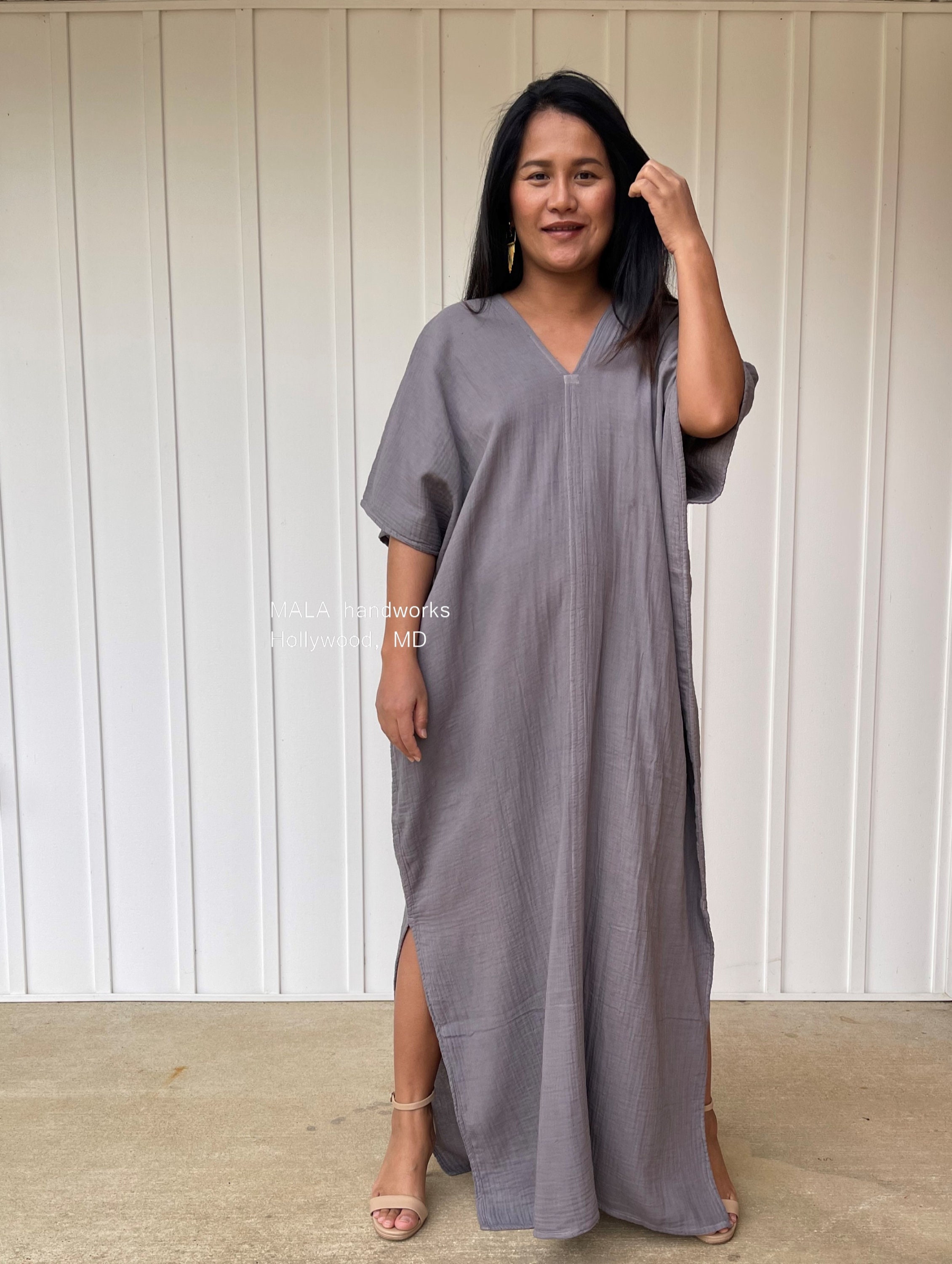 Mens White Caftan / Cotton Gauze Kaftan for Men / Mid Calf