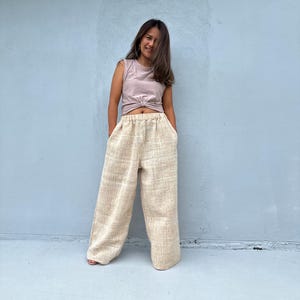 Baggy Pants ~ Wide Leg Pants With Elastic Waist, Palazzo Trousers, Luxury Lounge Wear, Comfy Pants With Pockets