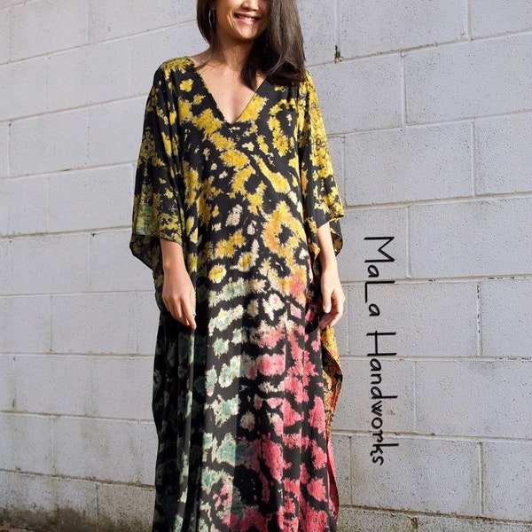 A-16 RAYON KAFTAN, Caftan, Summer party dress, kaftan, Beach wear, Tie dye dress, Vacation dress,Maxi dress, Resort wear, Crumpled dye