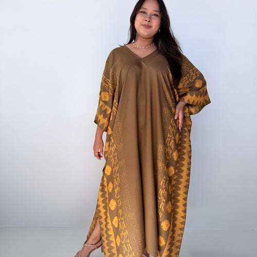 strapless open back dress Olive Green Kaftan