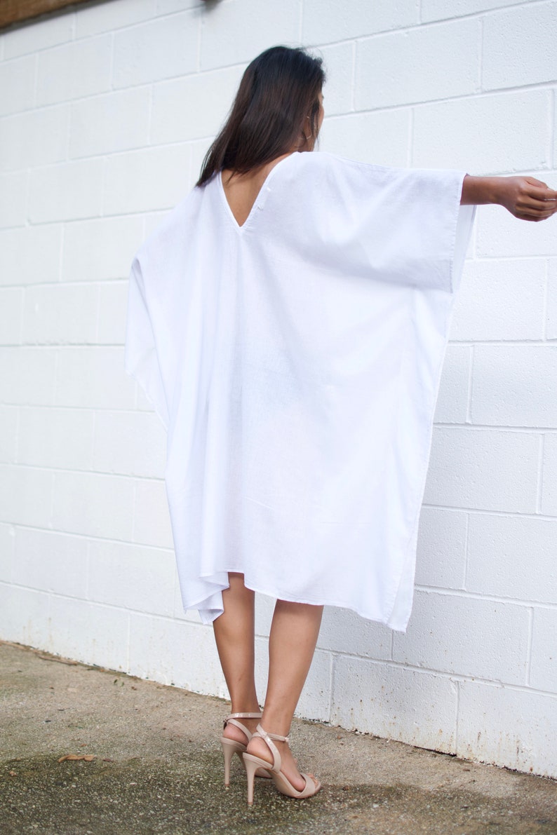 FG4 Gauze White Dress Kaftan Tunic Tunic Beach Wear Lounge Etsy