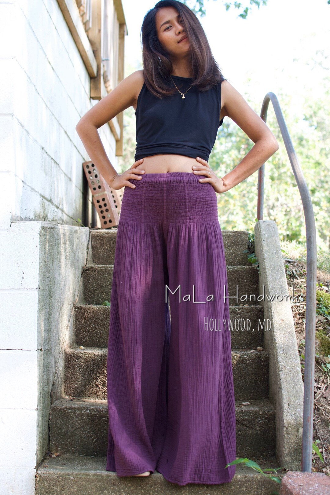 ＊韓国＊［FRAGFARM］Trumpet Flower Wide Pants 2color S,M Trina Turk Silk Black Pink Coral Lime Green Floral Wide Leg