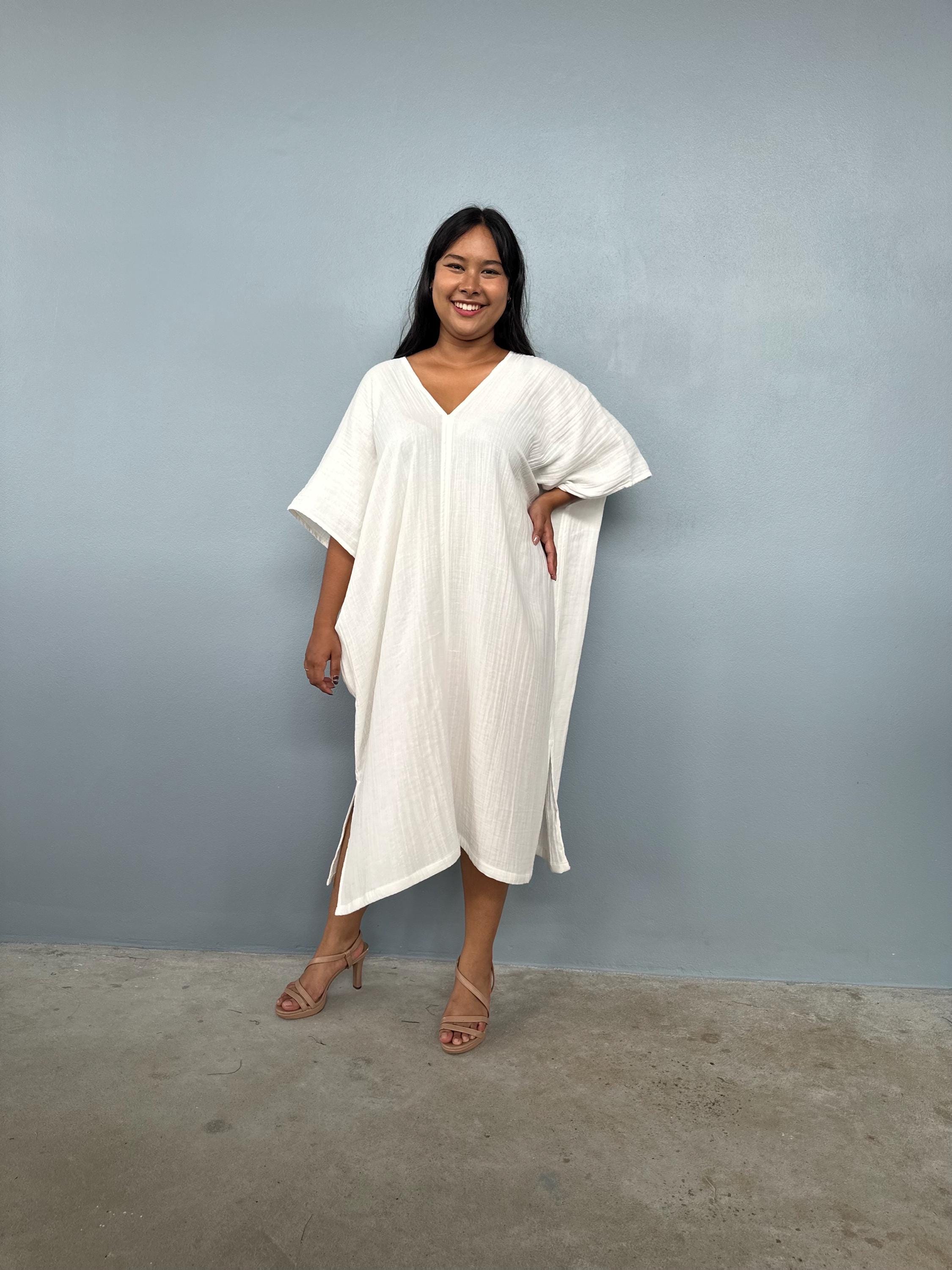 【送料&関税込】Off-White savana Green Cotton Dress The Cinched Waist Caftan Dress | Summersalt