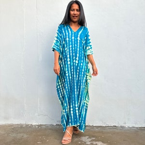 N-47 Aqua Blue Tie Dye Kaftan
