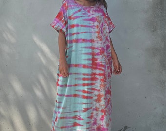 Rainbow Tie Dye Jersey Cotton Kaftan Dress Alice-20 ~ Plus Size Caftan, Beach Cover Gown, Vacation Dress, Summer Dresses For Women, Resort