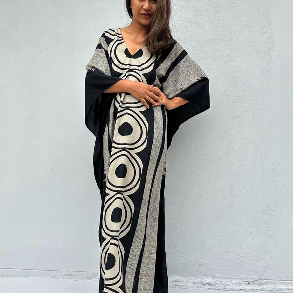 Black Hand Silkscreened Kaftan A-245
