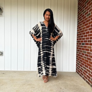 Black Gray Tie Dye Kaftan N-37 , caftan, beach, resort, vacation, cruise, pool, party, lounge, home, work at home