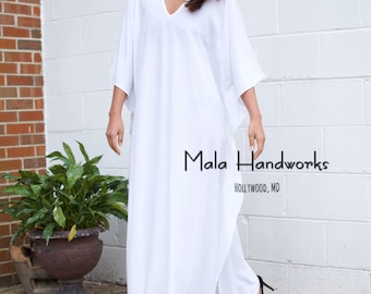 N-4 White Kaftan, caftan, beach, resort, vacation, cruise, pool, party, lounge, home, work at home