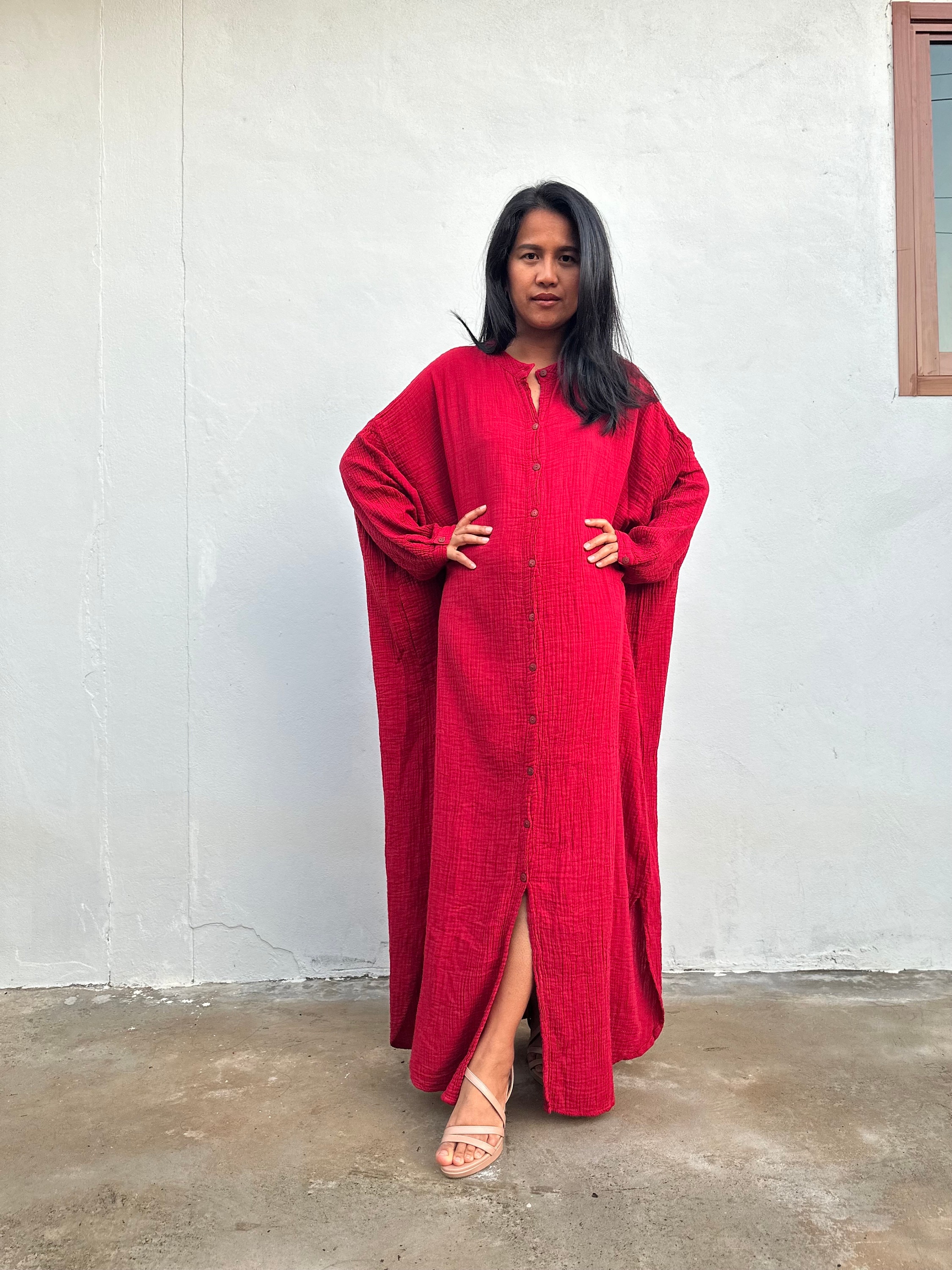Women's Long Button Front Cotton Robe - Etsy