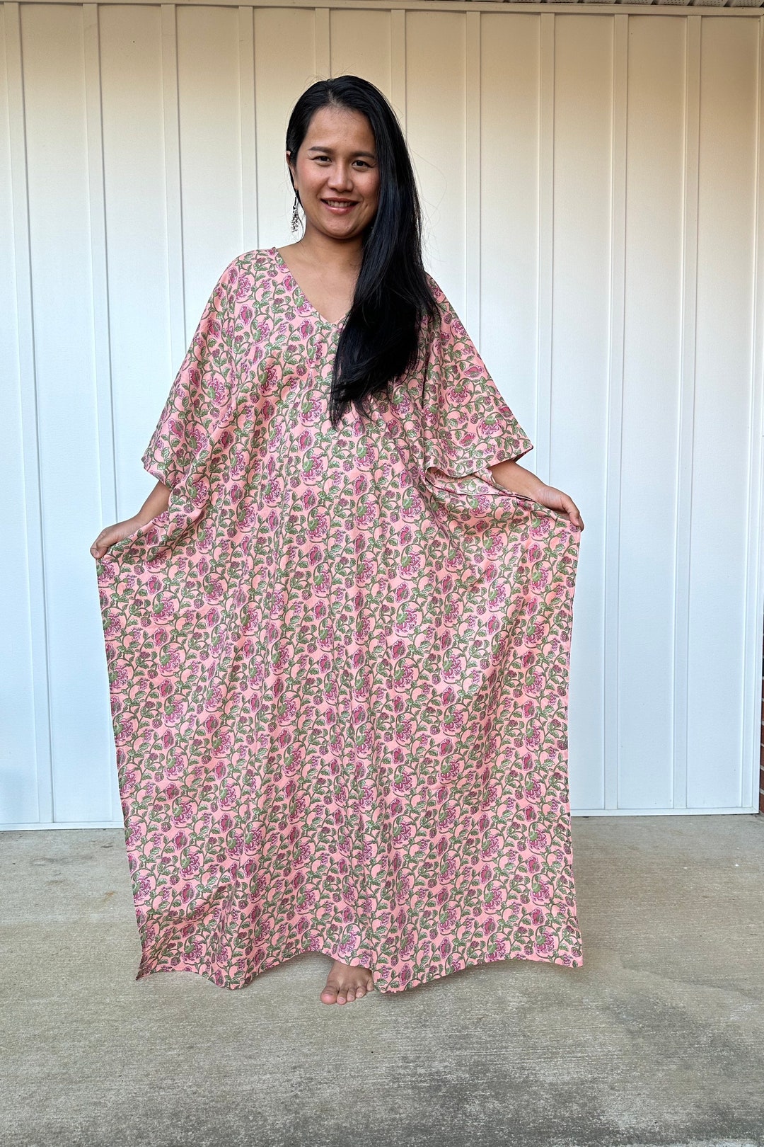 Blue Printed Cotton Kaftan Lounge Wear for Woman main image 0