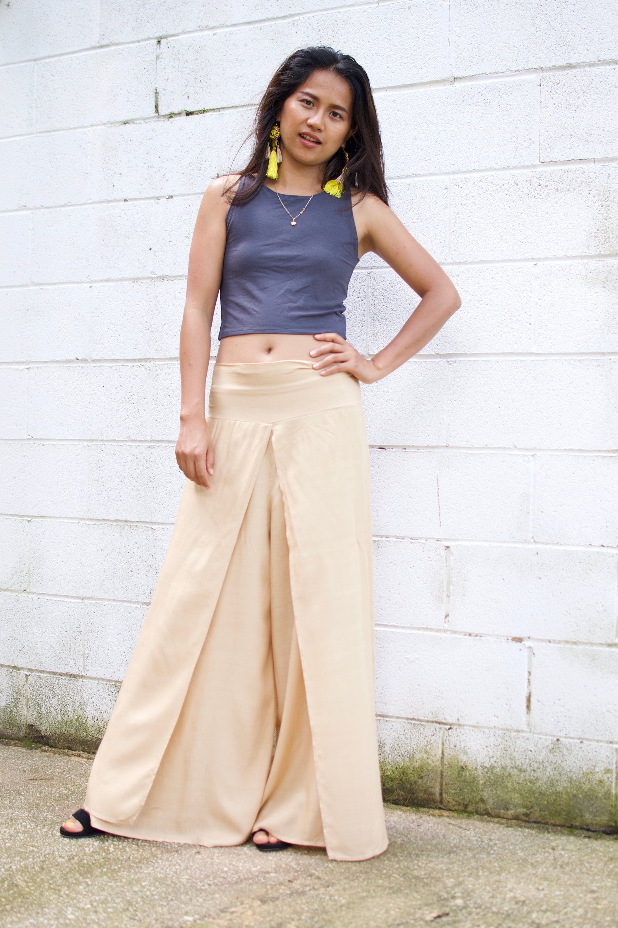 W. SLIT LEG PANTS Summer Pants nude 