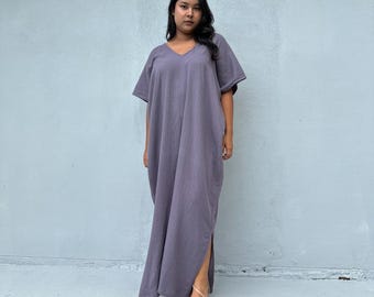 Double Gauze Cotton Kaftan Dress DD-11 - Womens Summer Dresses, Beach Cover Ups, Vacation Caftans For Women, Cruise Party Wear, Summer Style