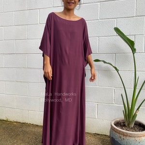 AC-4 Purple Boat Neck Kaftan, caftan, beach, resort, vacation, cruise, pool, party, lounge, home, work at home