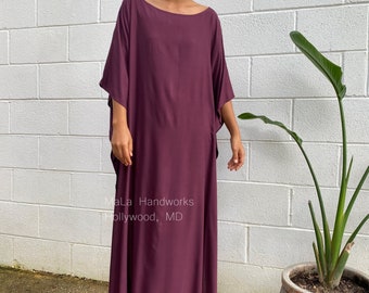 AC-4 Purple Boat Neck Kaftan, caftan, beach, resort, vacation, cruise, pool, party, lounge, home, work at home