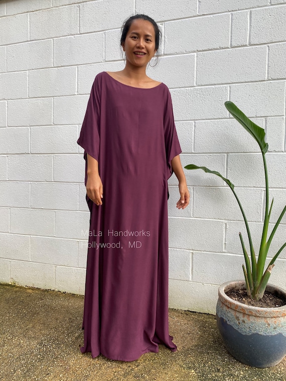 AC-4 Purple Boat Neck Kaftan Caftan 
