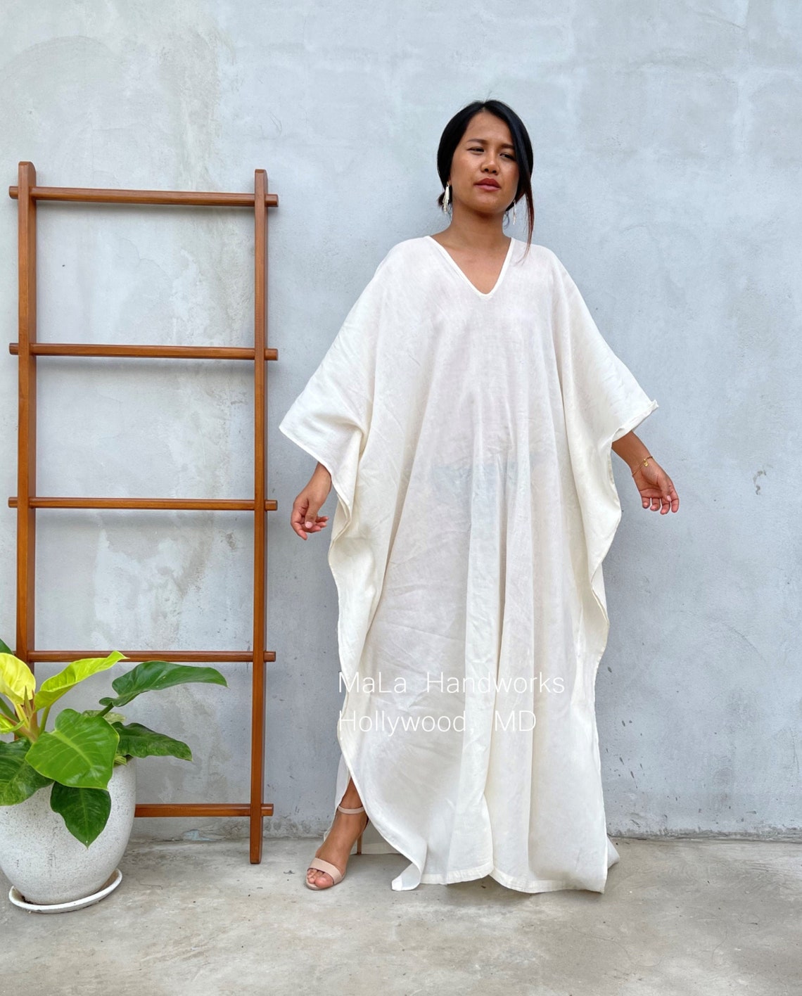O12 Natural White Cotton Gauze Kaftan Caftan Long Beach Etsy