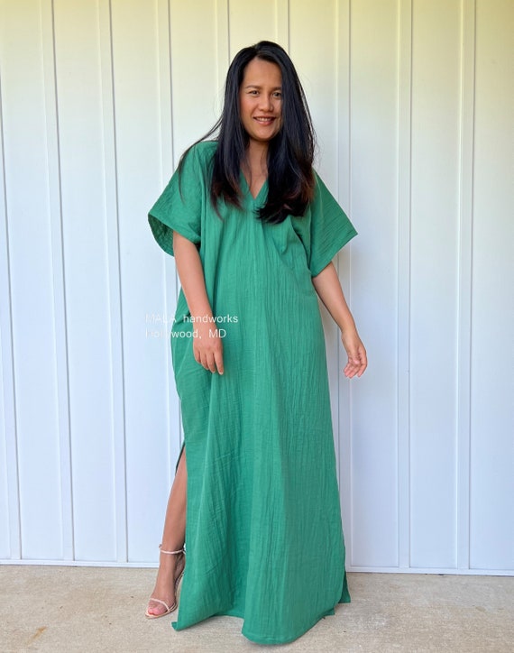 DG-11 Green Double Gauze Kaftan - One Size Fit Cotton Kaftan