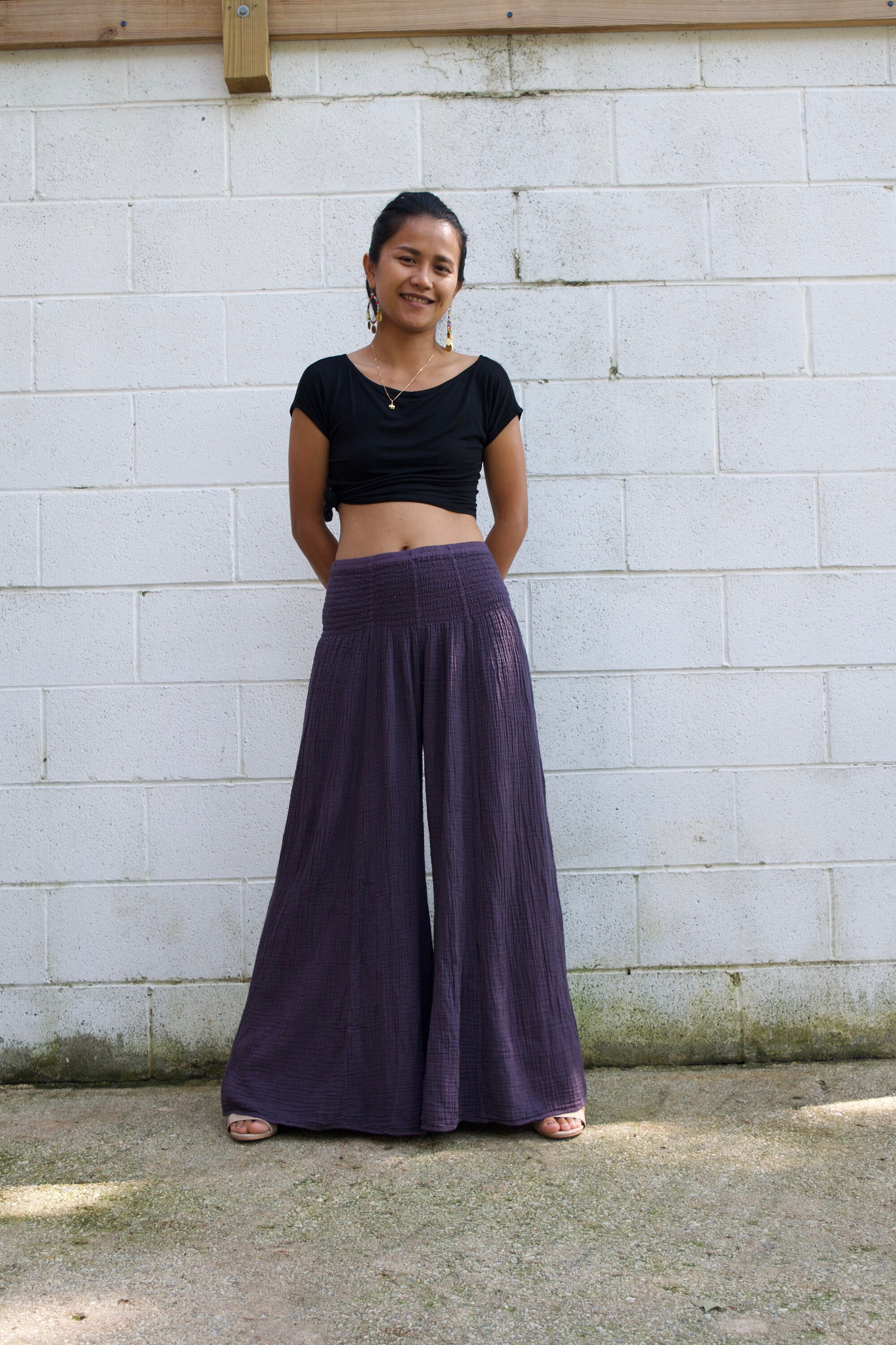DOUBLE GAUZE PANTS Wide leg pants Boho pants Gauze pants Etsy