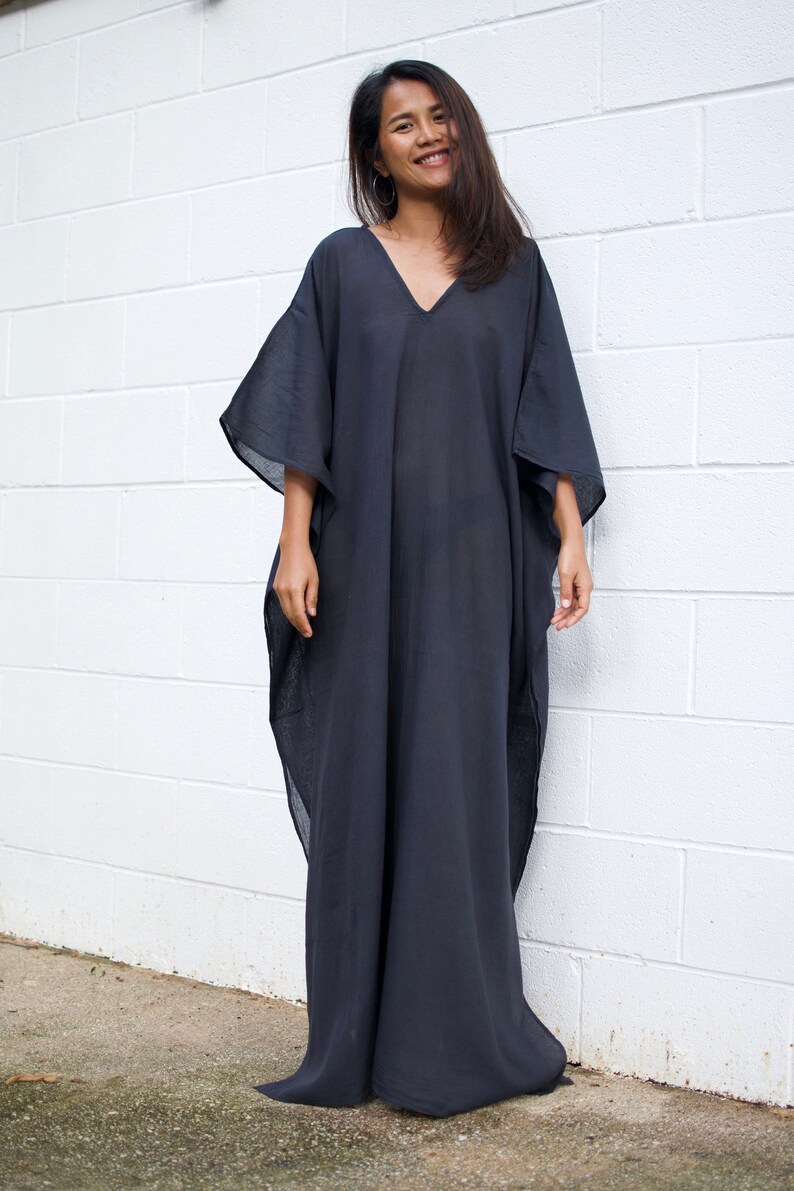 O. COTTON GAUZE KAFTAN Black Gauze Caftan KaftanLong Beach Etsy