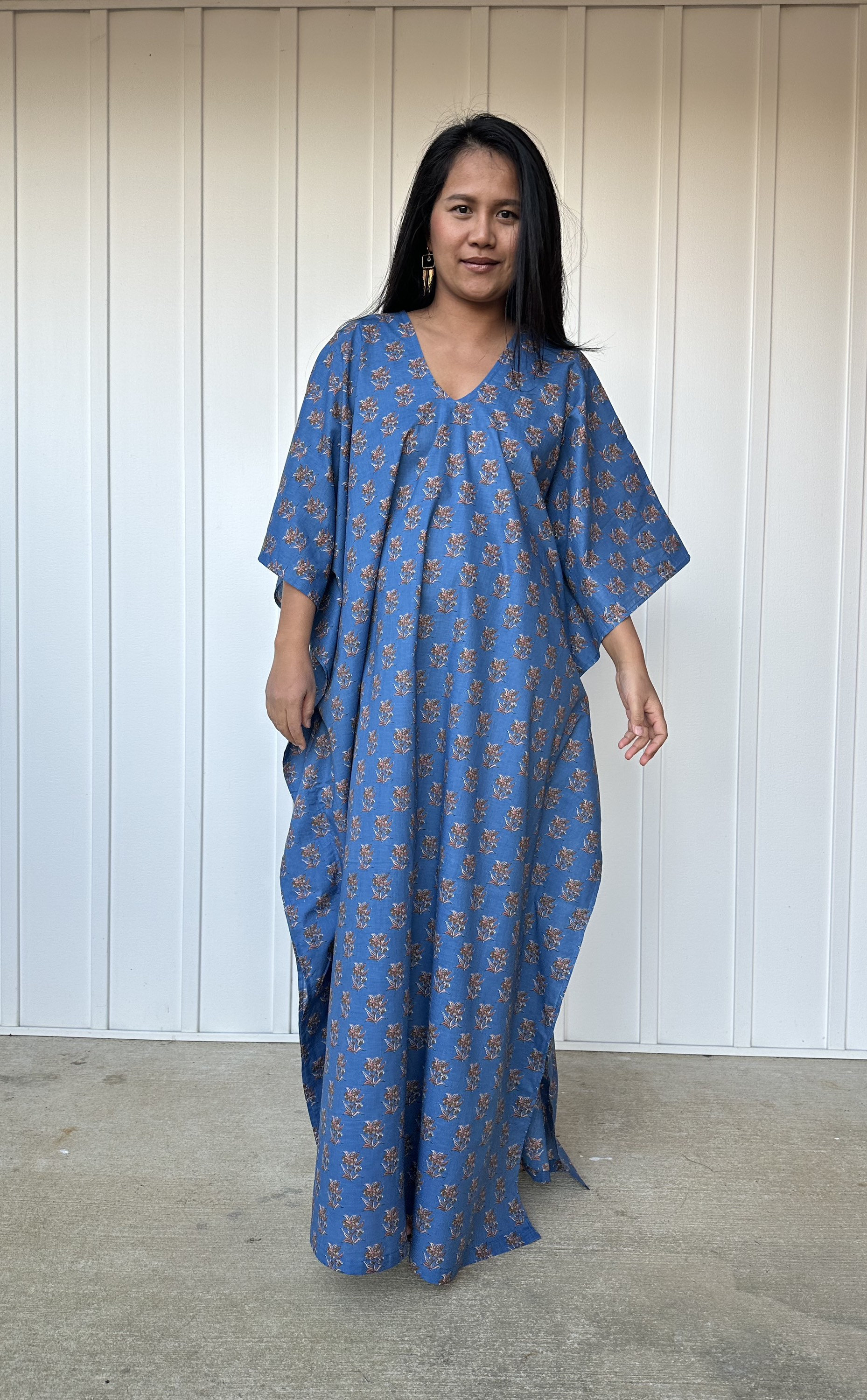 パーティードレス Floral Cotton Printed Midi Kaftan Dress E-59 Cotton Printed Kaftan, Beautiful Dress,caftan, Lounge