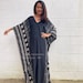 A-201 Black Kaftan - Eco printed fabric- Original design, caftan, beach, resort, vacation, cruise, pool, lounge, home, work at home, Length 