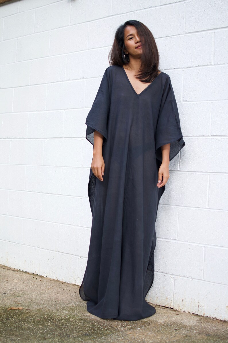 O. COTTON GAUZE KAFTAN Black Gauze Caftan KaftanLong Beach Etsy
