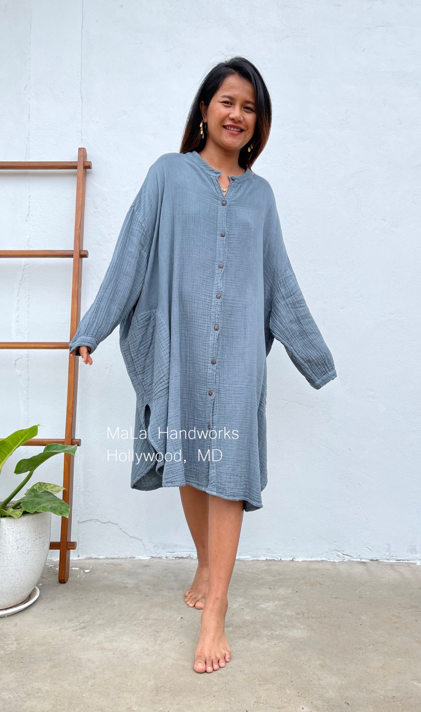 Chambray Linen Dress, Shirtdress - Etsy