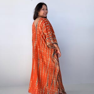 Womens Orange Dresses Tie Dye With Black Kaftan Luxury A-3 Maxi Moroccan Caftan Dress African Dress Plus Size Kaftan Resort Gown image 11